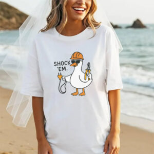 Shock Em Funny Electrician Goose Meme Comfort Colors Shirt 3