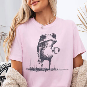 Morning Coffee Sad Frog Meme Comfort Colors Shirt